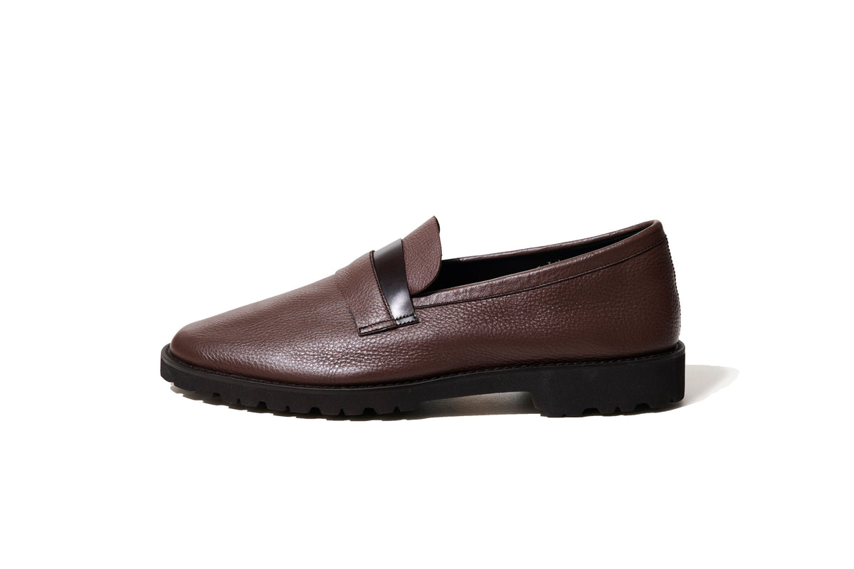 Dark Brown Plain Leather Loafers, Unisex – Made in Japan Shoes | Liberato