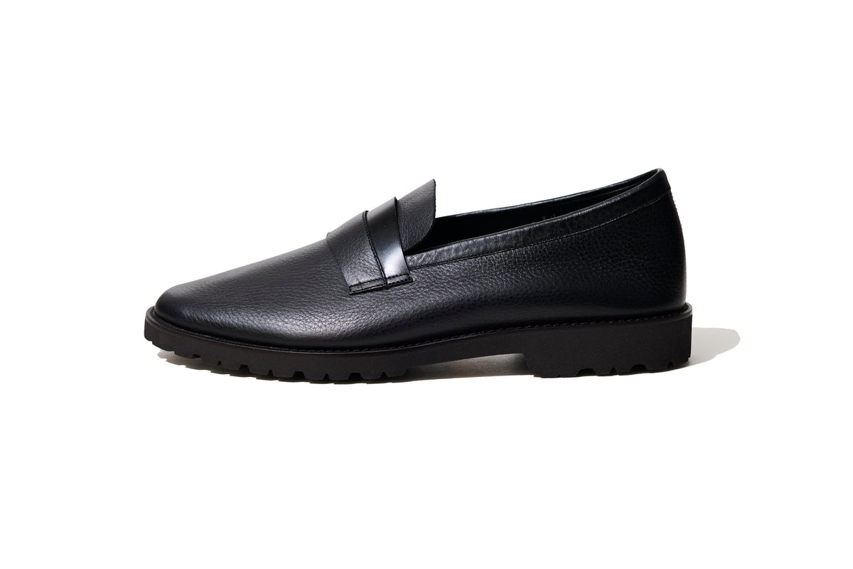 Black Plain Leather Loafers, Unisex – Made in Japan Shoes | Liberato