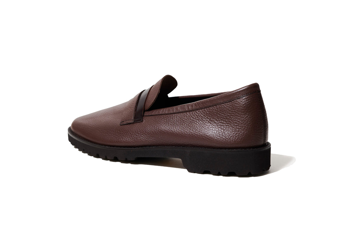Dark Brown Plain Leather Loafers, Unisex – Made in Japan Shoes | Liberato
