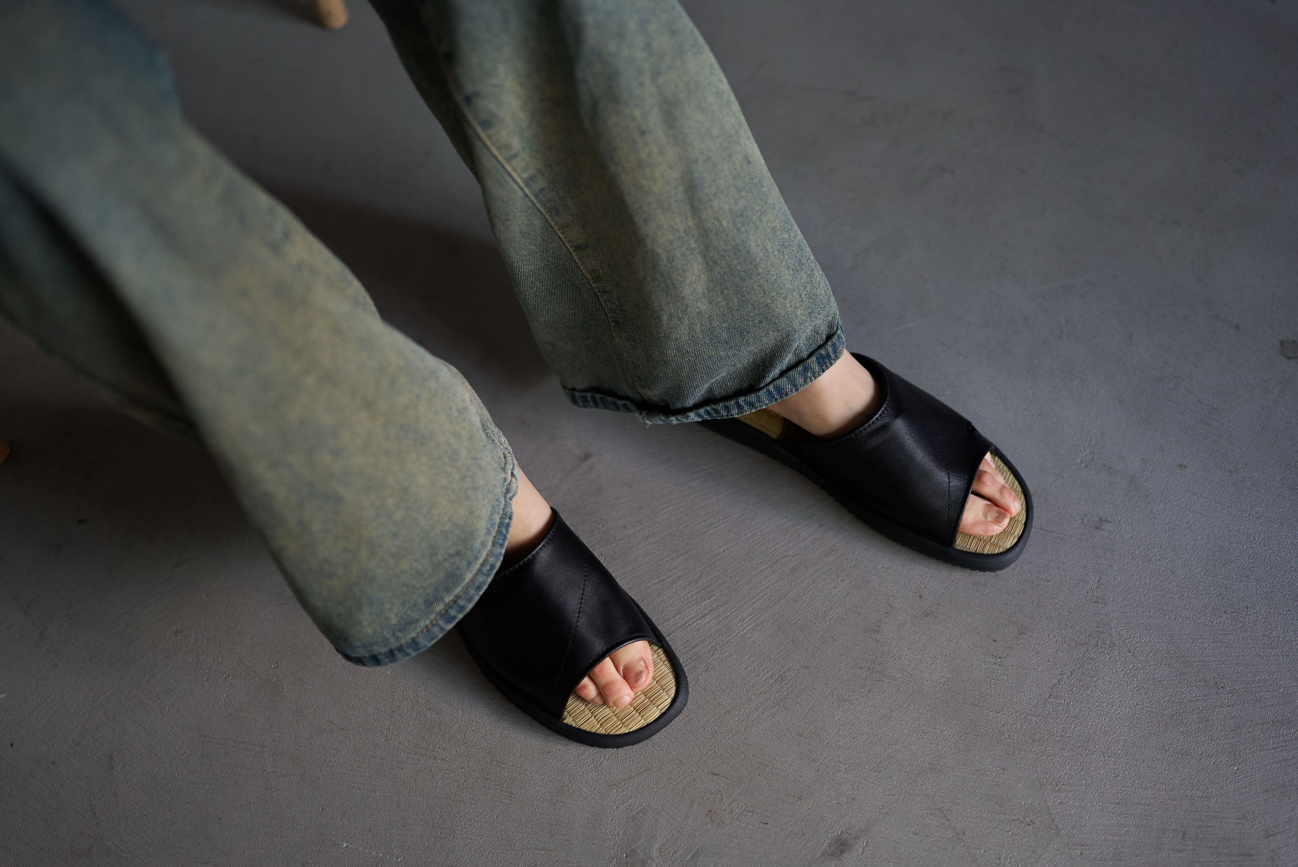 畳サンダルスリッパ ＜オールブラック＞ 日本製 TATAMI SANDAL