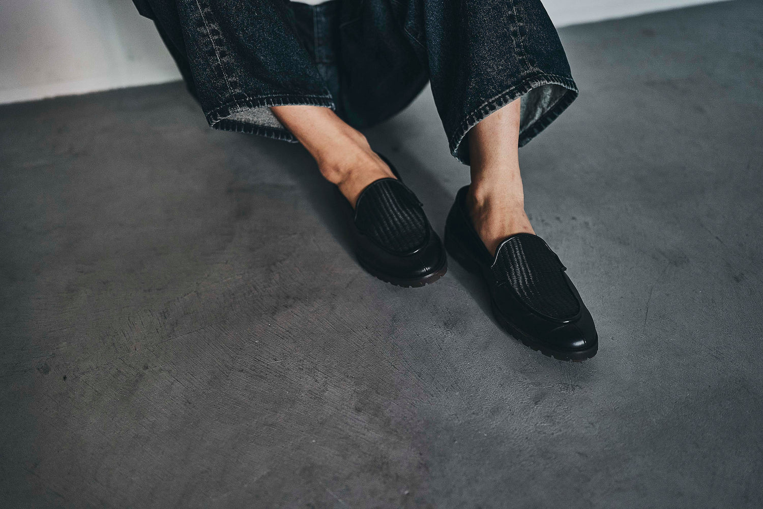 畳スリッポンローファ― ＜メンズ・ブラック＞