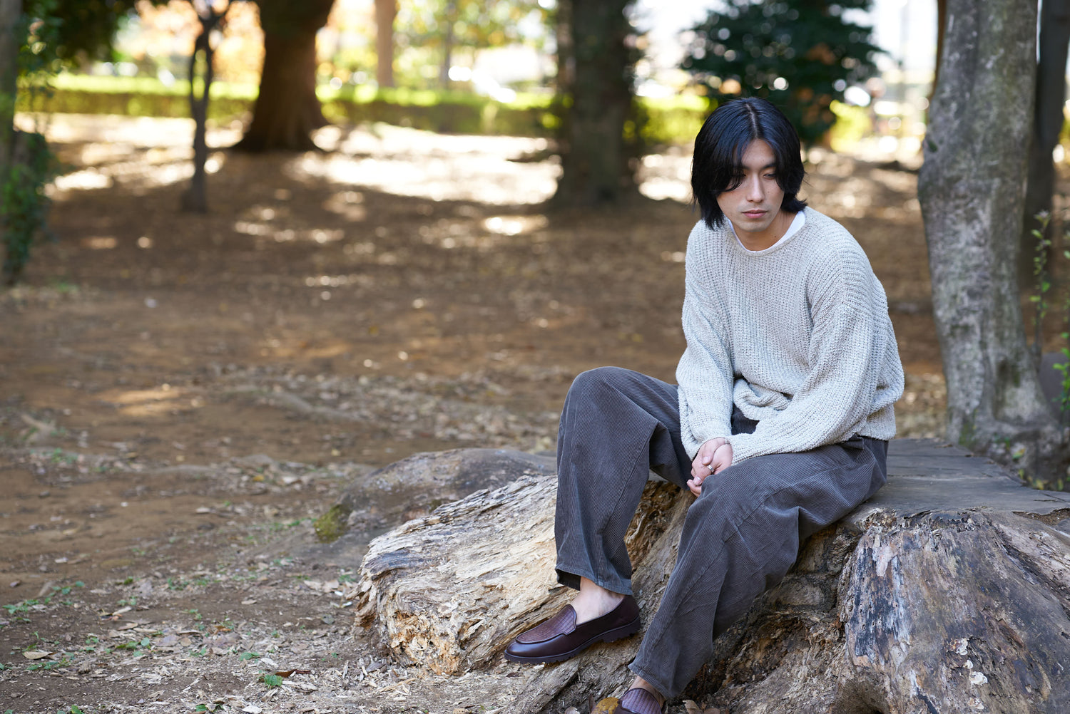 畳スリッポンローファ― ＜メンズ・ブラウン＞