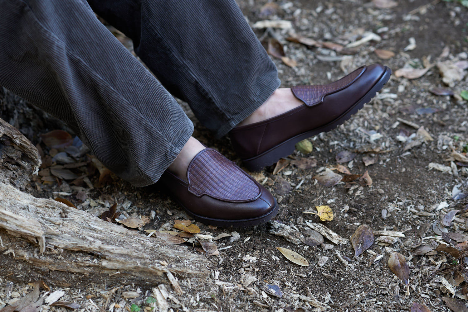 畳スリッポンローファ― ＜メンズ・ブラウン＞