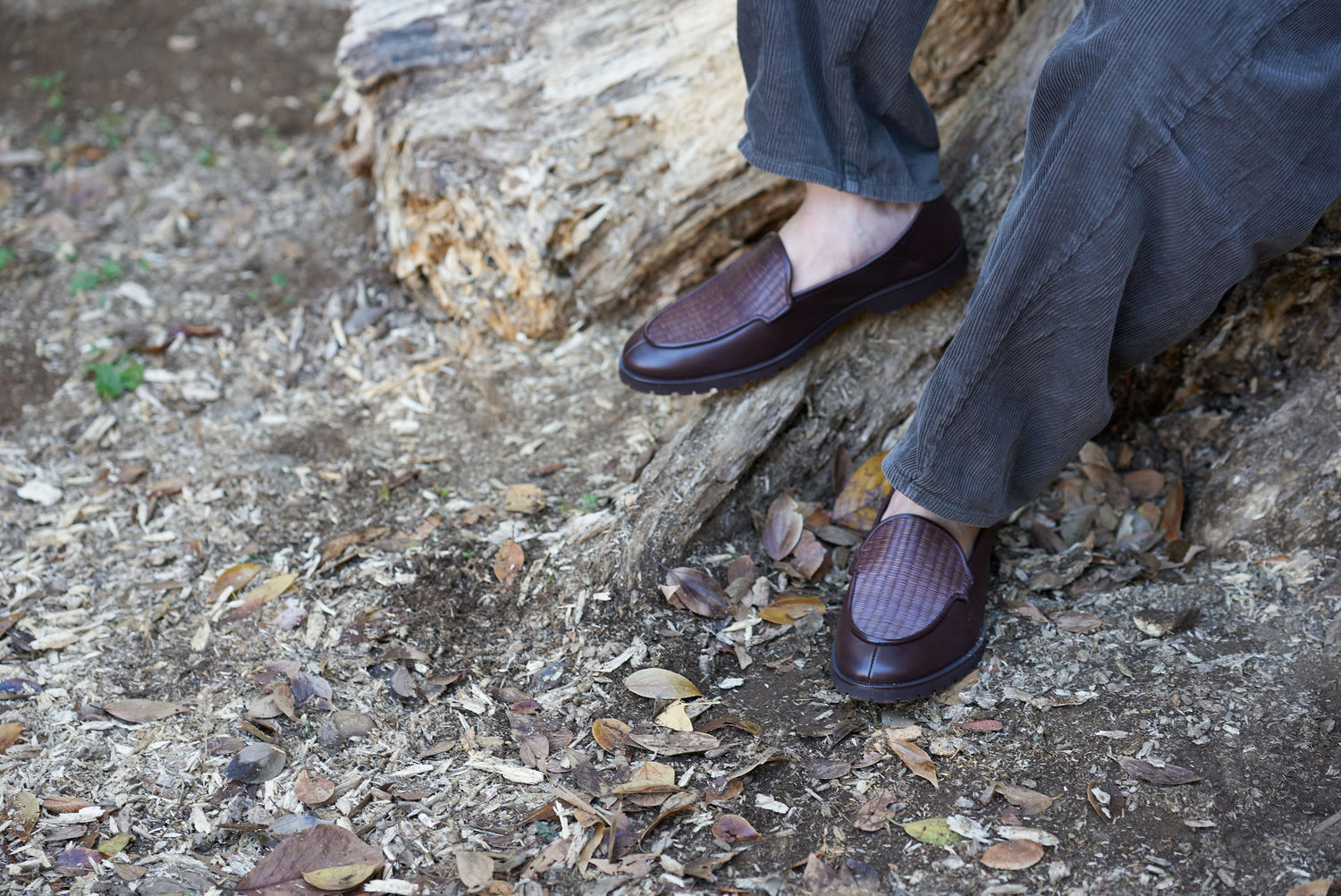 畳スリッポンローファ― ＜メンズ・ブラウン＞